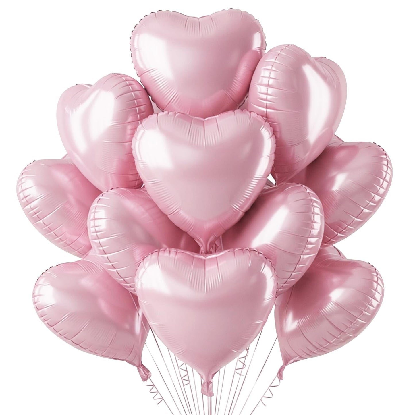 TONIFUL 30Pcs 18 Inch Pastel Light Pink Balloons Light Pink Heart Shape Foil Mylar Banners Decoration for Birthday Valentine s
