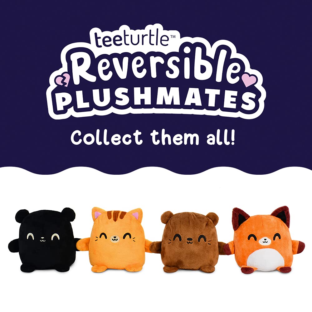 TeeTurtle Plushmates Reversible Plush Cat - Orange Tabby, 4.5 inch, Happy & Angry, Soft Plush Material, Model 5867-TY-PLA1