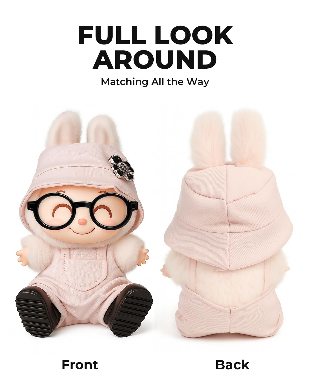 4pcs Dolls Outfit Set Hat & Overalls for 17 cm Doll Clothes Accessories Suit Stylish Clothes for Doll Cute Outfits for Dress up Unique Style with enhanced Fabric Pink