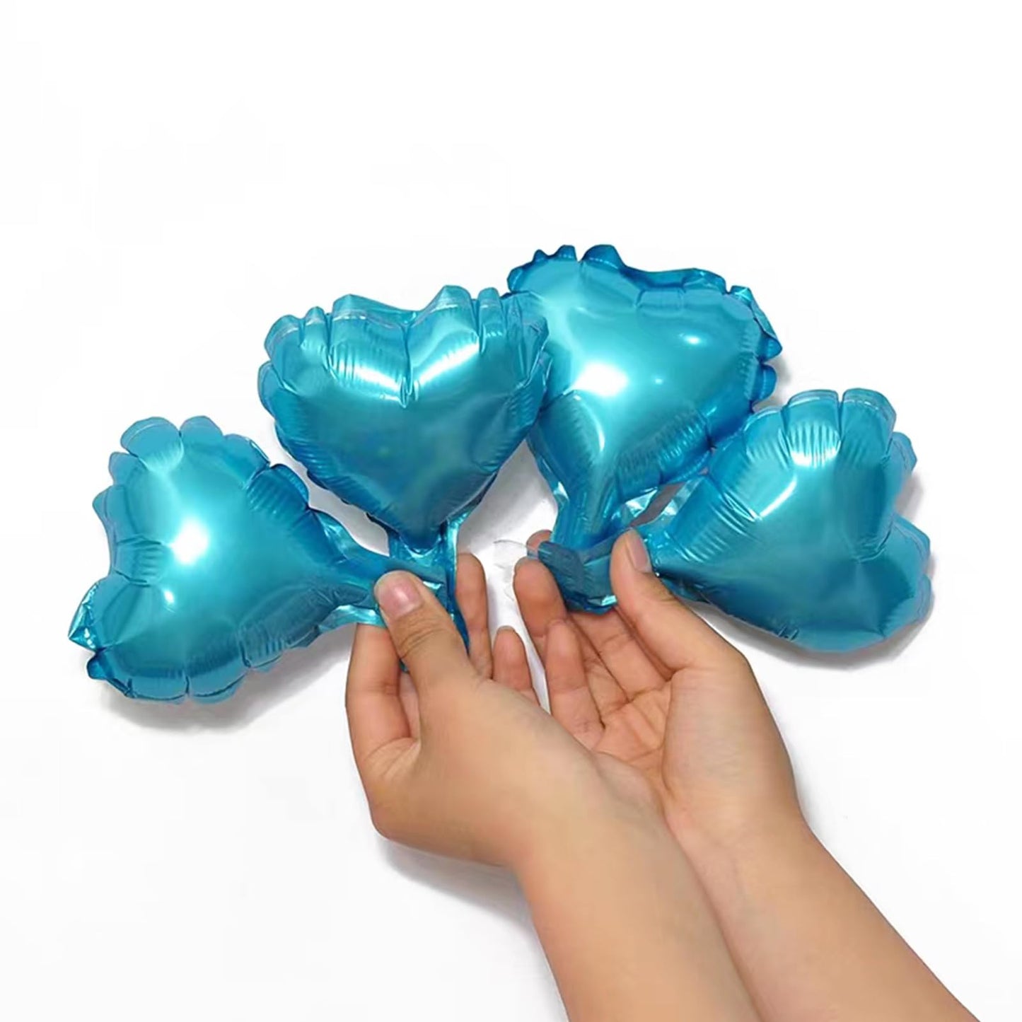 100 Pcs 5In Heart Shaped Balloons Blue Foil Mylar Balloons Foil Balloon Decoration For Women Girls Valentine'S Day Birthday Wedd
