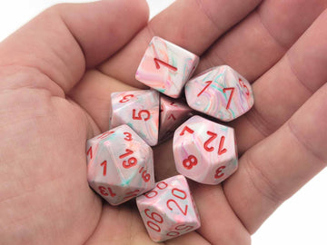 DND Dice Set - Chessex D&D Dice-16mm Festive: Pop Art & Red Limited Edition Plastic Polyhedral Dice Set-Dungeons and Dragons Dic
