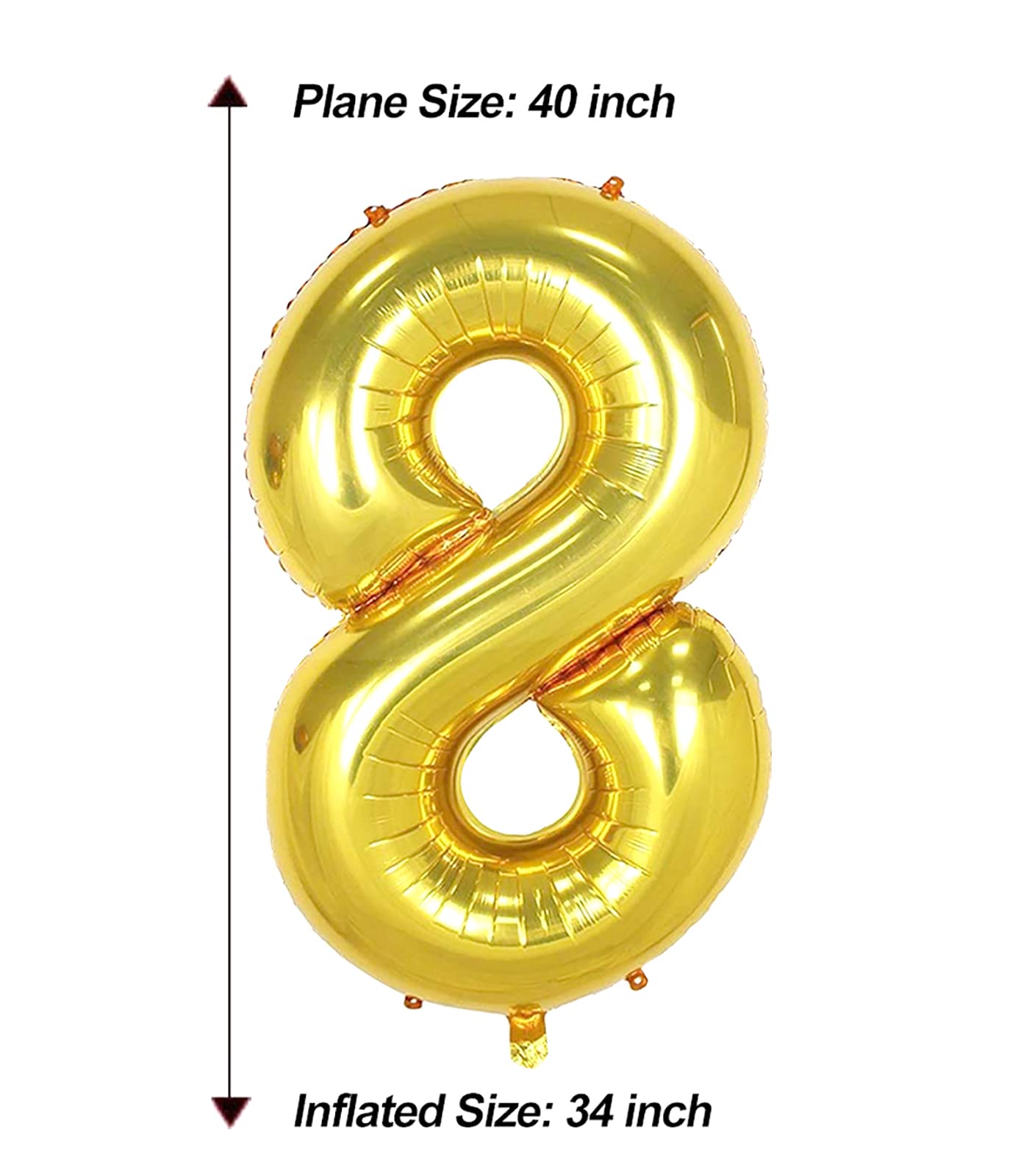 Aule 40 Inch Big Gold 8 Balloon Number Large Foil Helium Number Balloons 0-9 Jumbo Giant Happy 8Th Birthday Party Decorations Fo