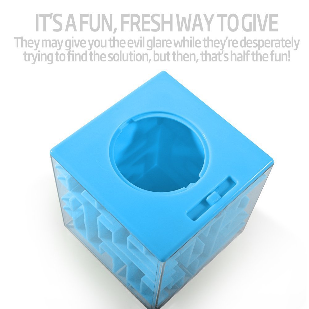 Trekbest Money Maze Puzzle Box - A Fun Unique Way To Give Gifts For Kids And Adults (Blue)