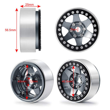 4PCS Aluminum Alloy 1.9'' Beadlock Wheel Rims& Rubber Tires for RC Wraith TRX-4 Axial SCX10 90046 90048 Redcat D90 CC01 axial rr