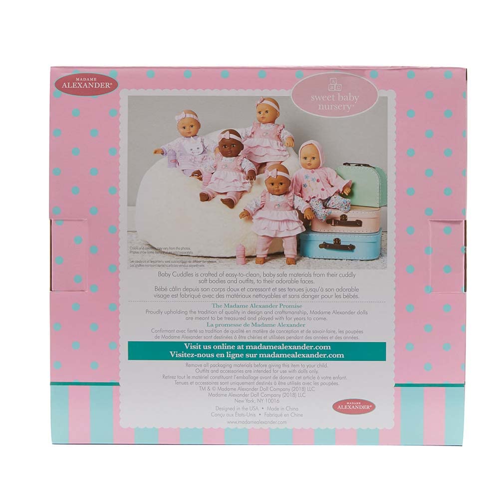 Madame Alexander 14-Inch Baby Cuddles Doll With Bottle, Pink Floral, Medium Skin Tone