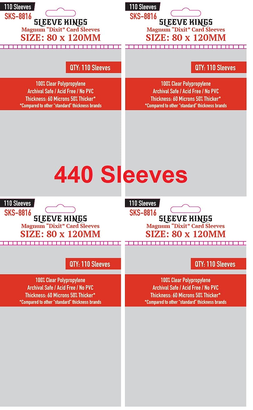 Sleeve Kings Magnum ''Dixit'' Card Sleeves 80 X 120 Mm (4X110 Pack, 440 Sleeves)
