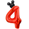 Lebery Mouse Number 4 Balloon 40 Inch Red Number 4 Balloon Mini Mouse Head Balloon For 4Th Birthday Party, Black Red Large Number 4 Foil Balloon For Baby Shower Anniversary Supplies Decorations