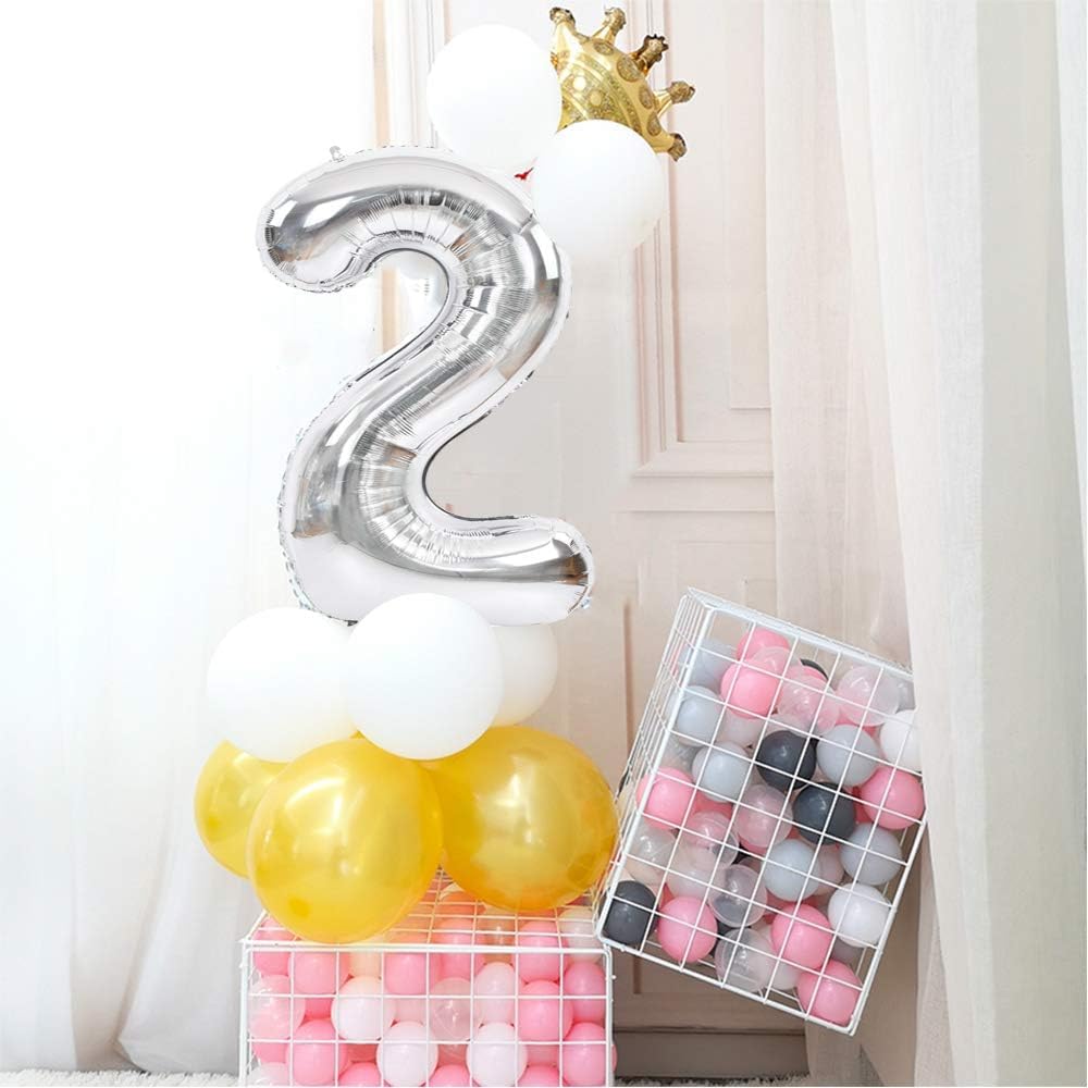 Toniful 40 Inch Large Silver Number 60 Balloons Giant Digital 60 Helium Balloons, Foil Mylar Big Number Balloons For 60Th Birthd