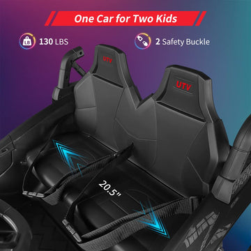 2 Seaters 24V Ride On Utv With Remote Control,10Ah Battery, 400W Powerful Motors With 17'' Eva Wheels, 20.5 Seat Width Electric