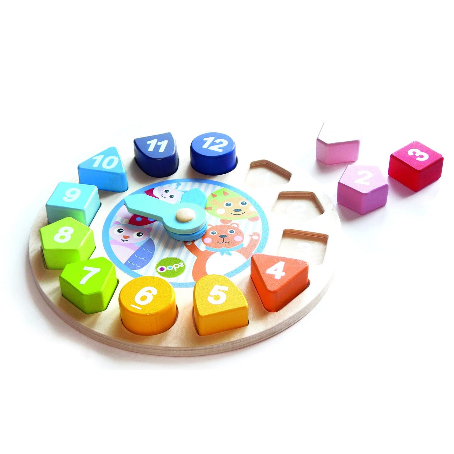 Oops Wooden Teaching Clock Preschool Time Activity My Clock Blocks