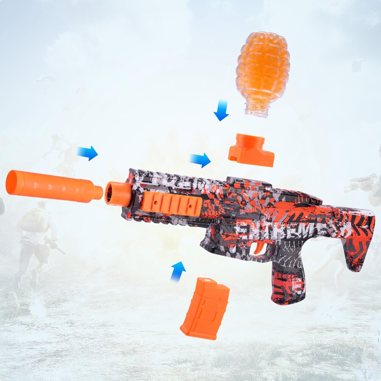 2 Pack Splatter Blasters, Full Auto Splat Blaster Toy Kits, 50000+, 10 Rs Per Seconds, 600 Hopper, Outdoor Team Game Activities