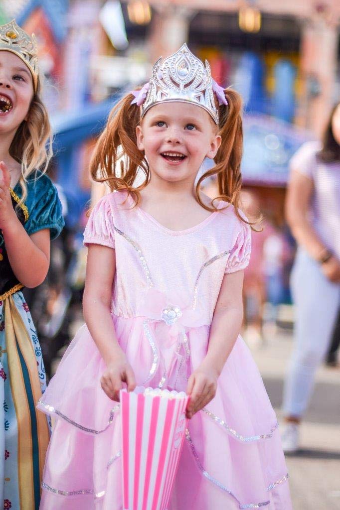 Little Adventures Royal Pink Princess Dress Up Costume For Girls (Large Age 5-7) - Machine Washable Child Pretend Play And Party Dress With No Glitter