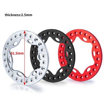 RCLIONS 4pcs 2.2inch RC Beadlock Wheel Rim Replacement Ring Aluminum Metal for 1/10 RC Crawler Car 2.2'' Wheels (Black)