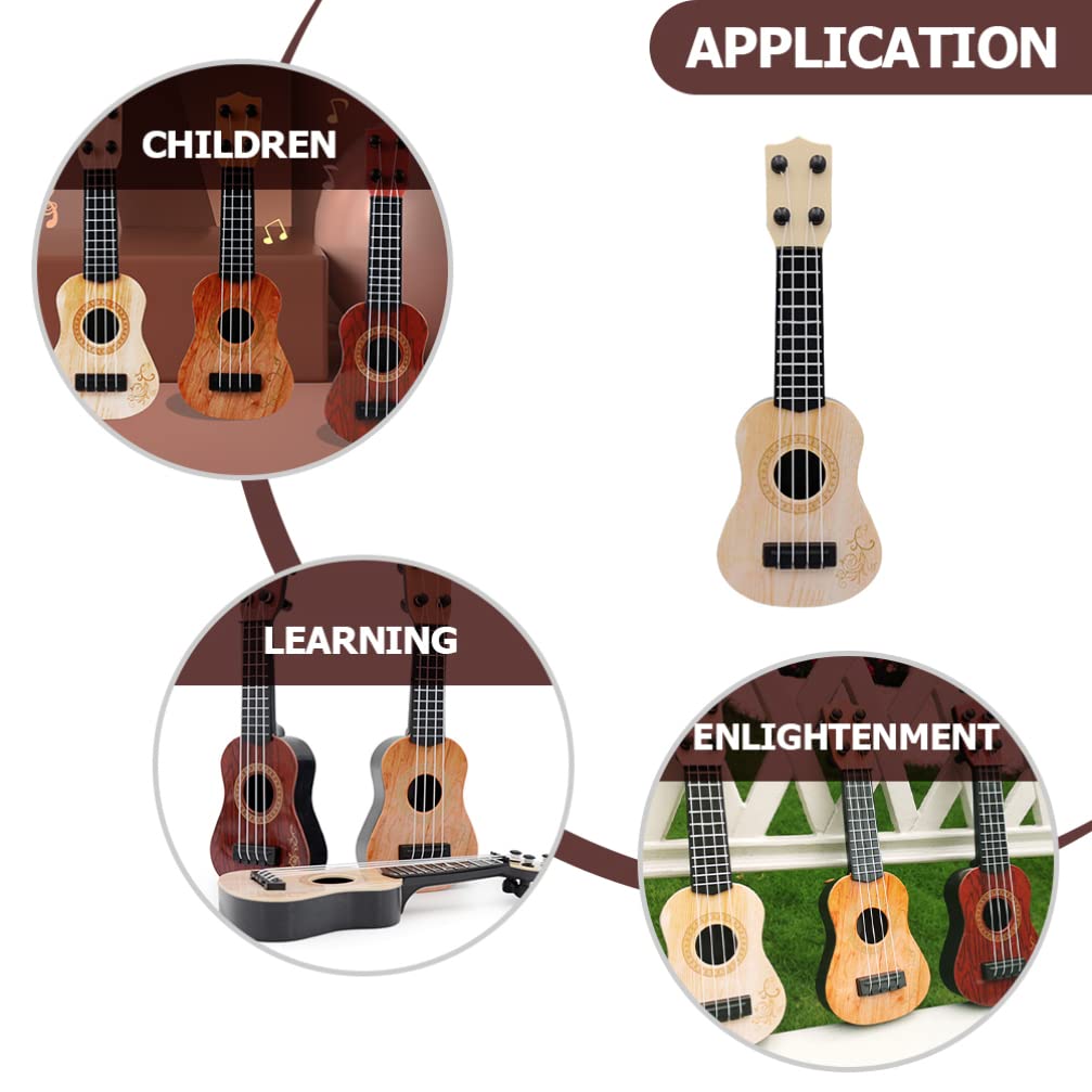Toddmomy Ukulele Musical Toy for Kids - Plastic Ukulele Toy with Nylon Strings - Beginner Friendly (Beige)