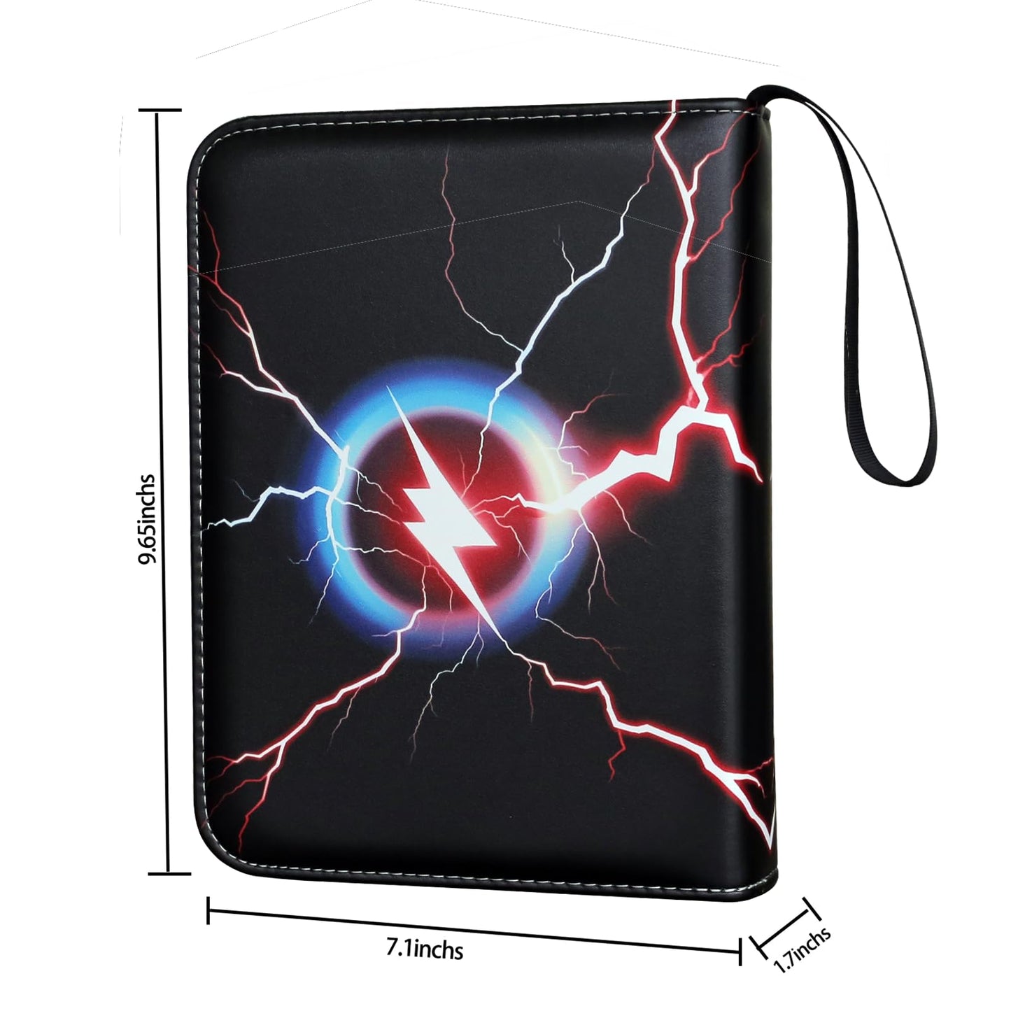 Sihdnok 4-Pocket Trading Card Binder Album - Holds 400 Cards 50 Removable Sleeves Durable Card Holder and Display Book with Black Lightning Design