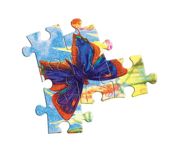 eeBoo 500 Piece Round Jigsaw Puzzle - Mushrooms & Butterflies, Cardboard, Multi Color, Model PZFMBU, Engaging for Adults & Families