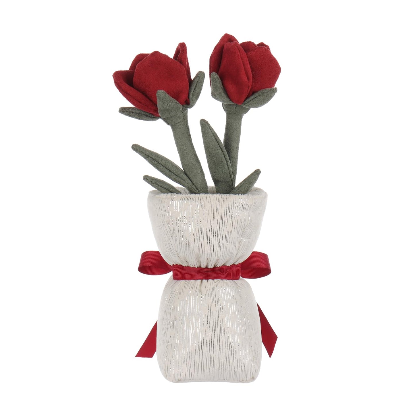 Apricot Lamb Rose Vase Plush Stuffed Flowers For Kids, Soft Cute Plushies Toys For Baby Girl And Boy, Fluffy Rose Vase Red 11.9