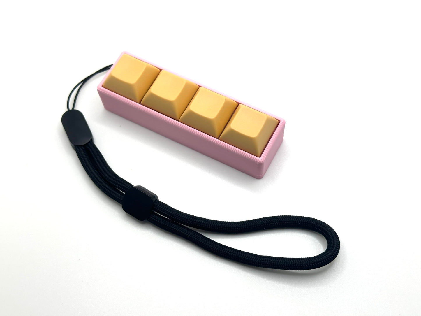 Four-Button Clicky Mechanical Switch Fidget Toy | Stim Toy, Stress Relief, Adhd (Pink Base, Aztec Brown Keycaps)