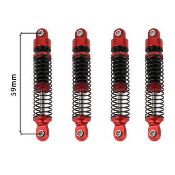 Rzxylrc 4Pcs 59Mm Aluminum Shocks Absorbers Long Threaded Oil Damper For 1/18 Rc Crawler Trx4M Trx4-M Upgrade Parts (Red)