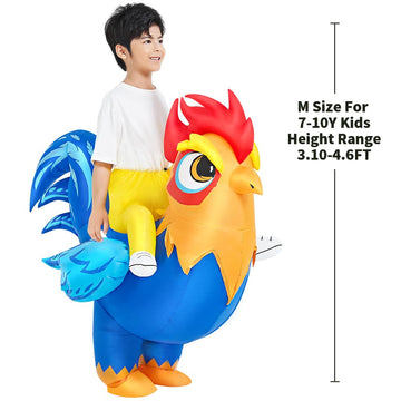 Jurosaica Inflatable Chicken Costume Kids Riding Rooster Ride-On Blow Up Halloween Costume For Boys Girls