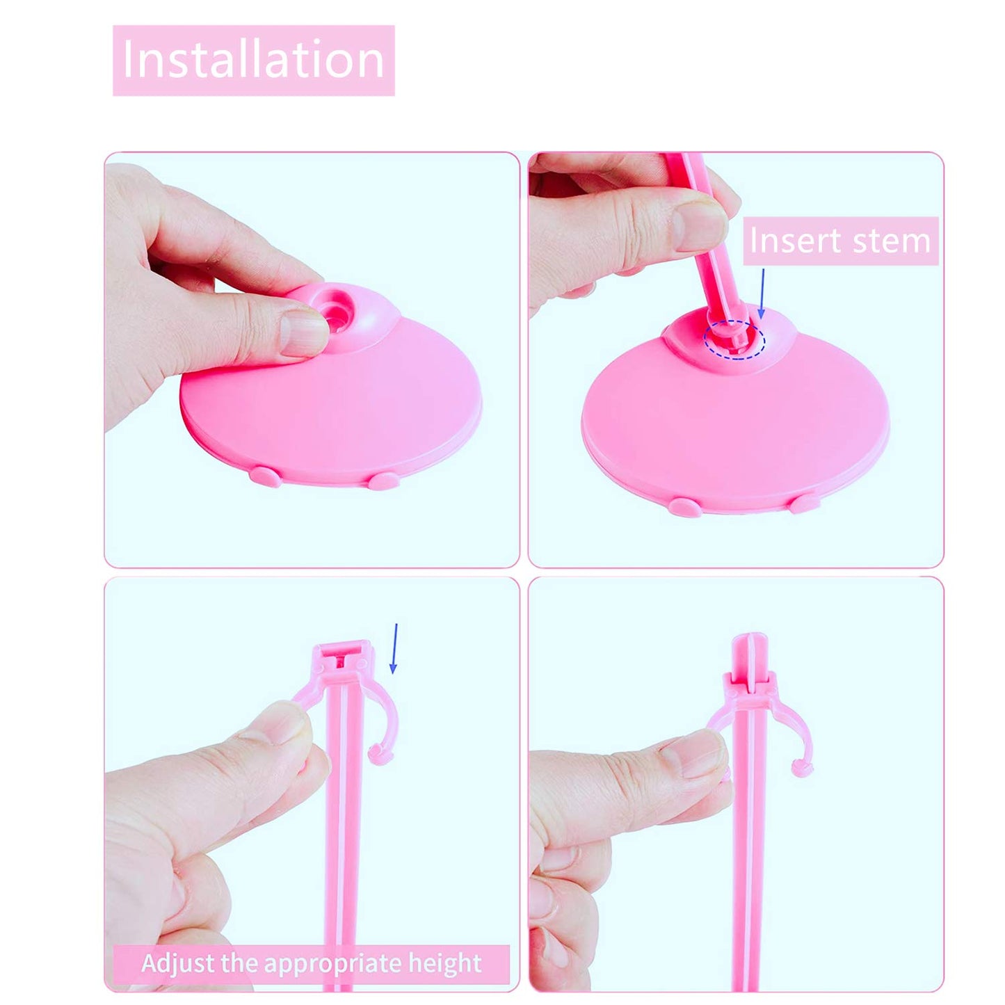 U.Will 10 Pcs Doll Stands Display Holders Doll Stands Doll Mini Display Stand Doll Support Frame Toy Doll Accessories Prop Up 11 To 13 Inch Dolls And Action Figures Doll Accessories,Light Pink