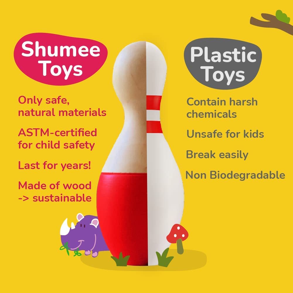 Shumee Organic Handmade Spinning Top 1 Pc/Set(Red)|6 Cm| 100% Child Safe| Gyroscopes Toy| Fidget Spinner| Educational Toys|Montessori,Kindergarten Toys| Gift Toys For Kids/Toddlers