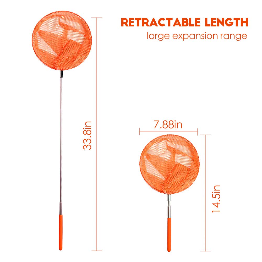 Tsyan Telescopic Butterfly Net, Perfect For Catching Bugs Insect Small Fish,Outdoor Tools Colorful Extendable Up To 34'' For Kid