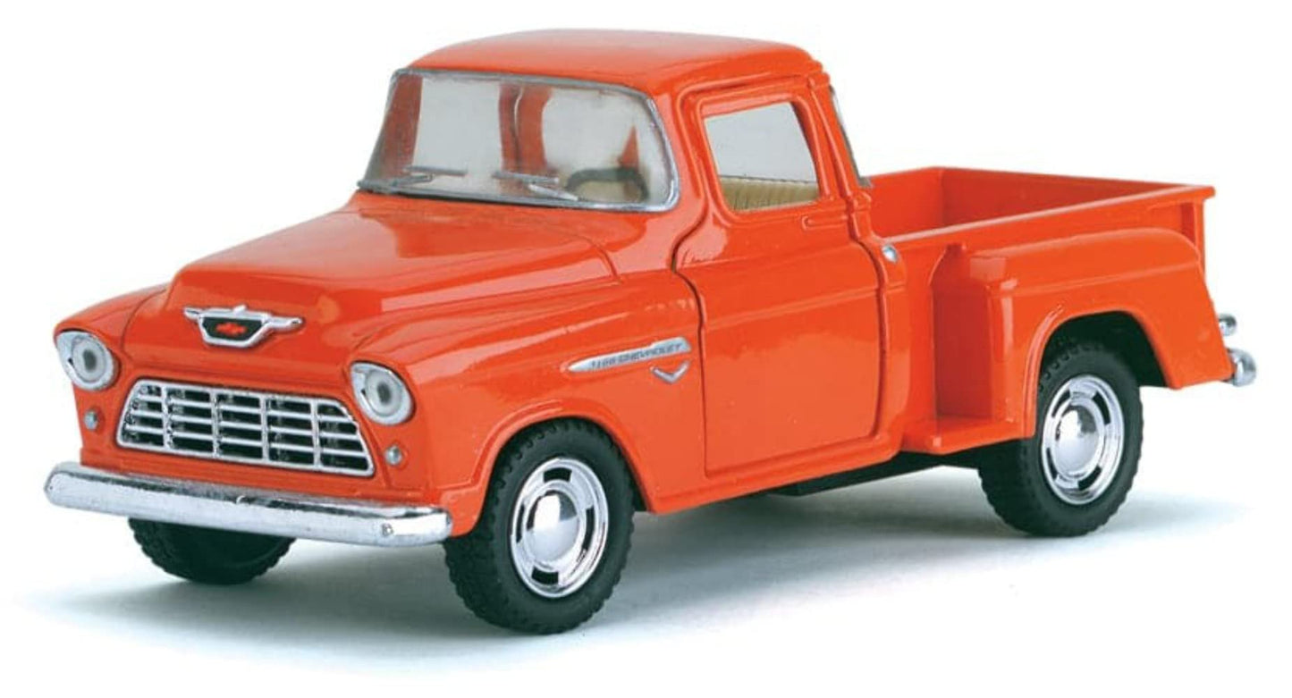 KiNSMART 1955 Chevy STEPSIDE Pick-Up 5'' 1:32 Scale Die Cast Metal Model Toy Truck Orange
