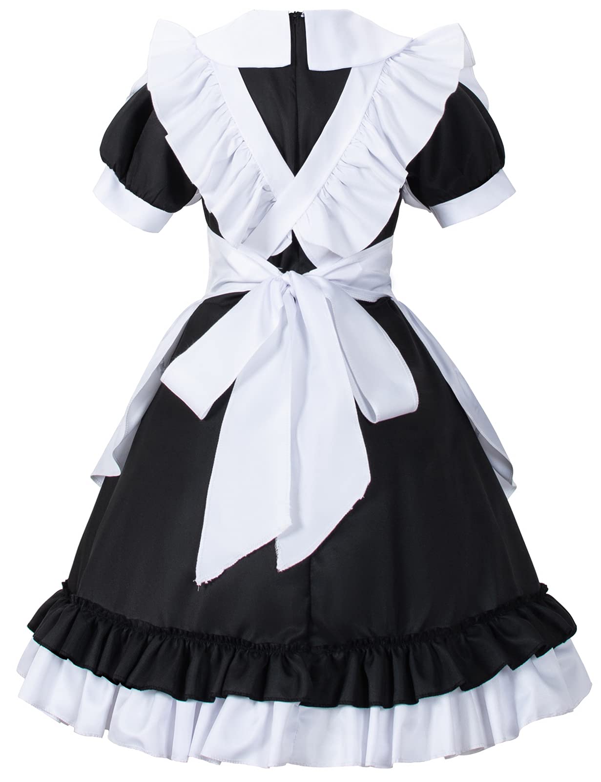 Girl Sweet Kawaii Costume Dress Anime French Maid Cosplay Furry Cat Ear Gloves Socks Set(Black L)