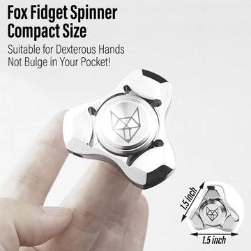 FREELOVE Metal Fidget Spinner, Small Stainless Steel Fox Gyro, Silver, Model 6407916899270, Premium Long Spin Toy for Adults