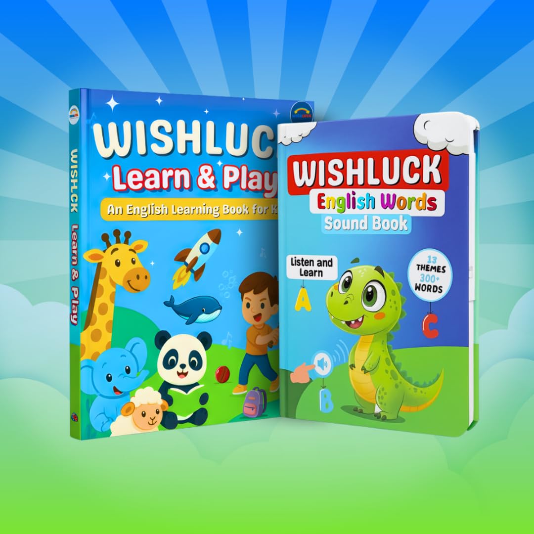 WishLuck Learning Sound Book Combo Set for Kids | Interactive Educational Talking Books for Toddlers | Hindi, English, Math, Lea
