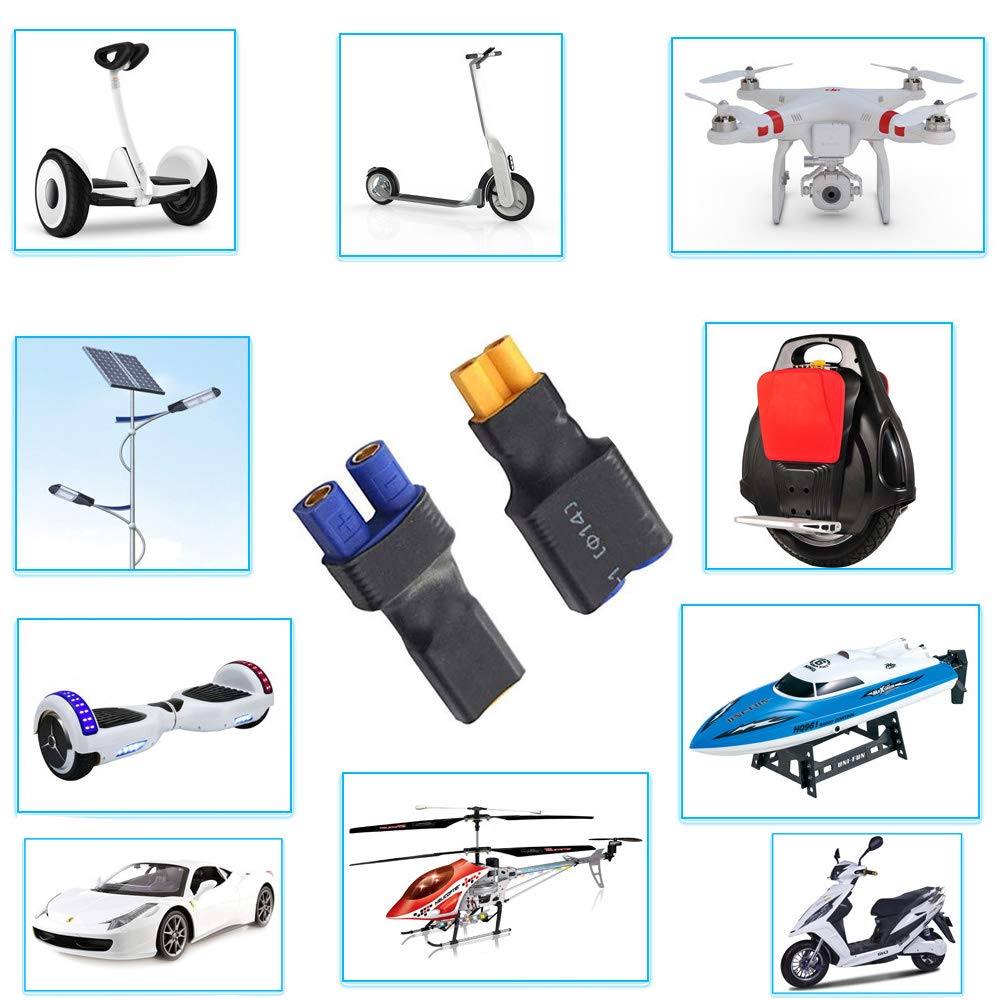 2Pairs No Wires XT30 to EC3 Plug Female Male Adapter Connector for RC FPV Drone Car Lipo NiMH Battery Charger ESC