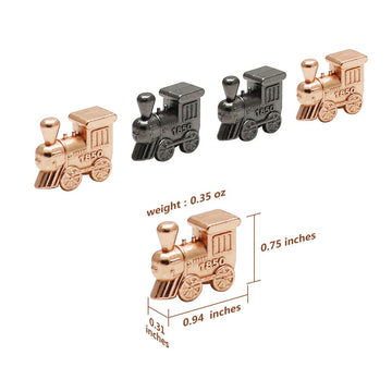 Exqline Train Markers for Mexican Train Dominoes, Set of 8, Die-Cast Metal in Black, Pink, Gold