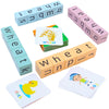 Humerry Word Spelling Game, Matching Letter Game For Kids, Fast-Paced Word Race Cube Game, 54Pcs Flash Cards Alphabet Blocks, Ed