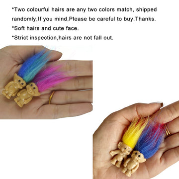 Yintlilocn 20Pcs Mini Troll Dolls, Pvc Vintage Trolls Lucky Doll Mini Action Figures 1.2' Cake Toppers Chromatic Adorable Cute Little Guys Collection, School Project, Arts Crafts, Party Favors