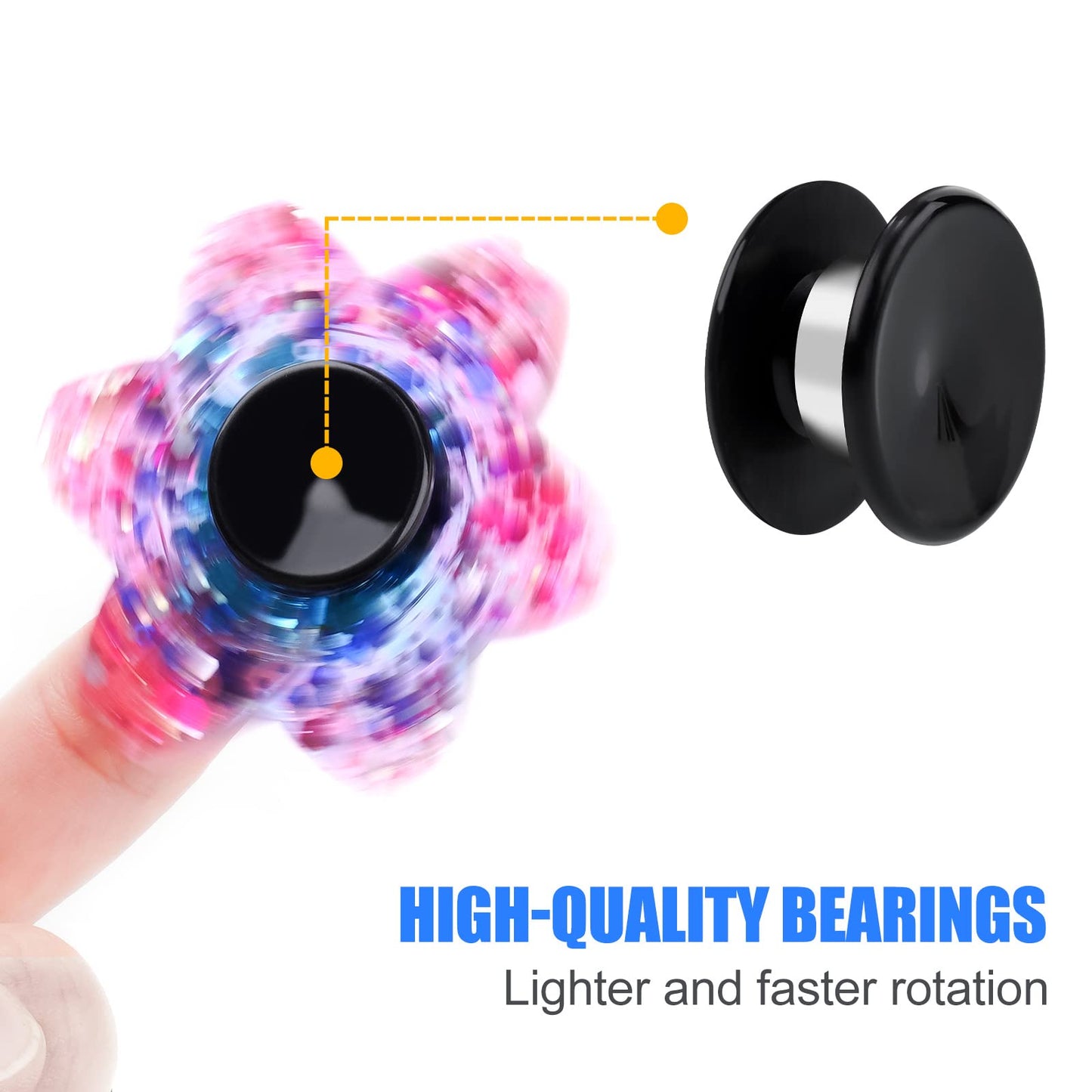Niart Fidget Spinner Toy Diy Bearing With Caps Set 24-Pack, Mr137 0.5'' Single-Sealed Chrome Steel Bearing Balls Replacement Hig