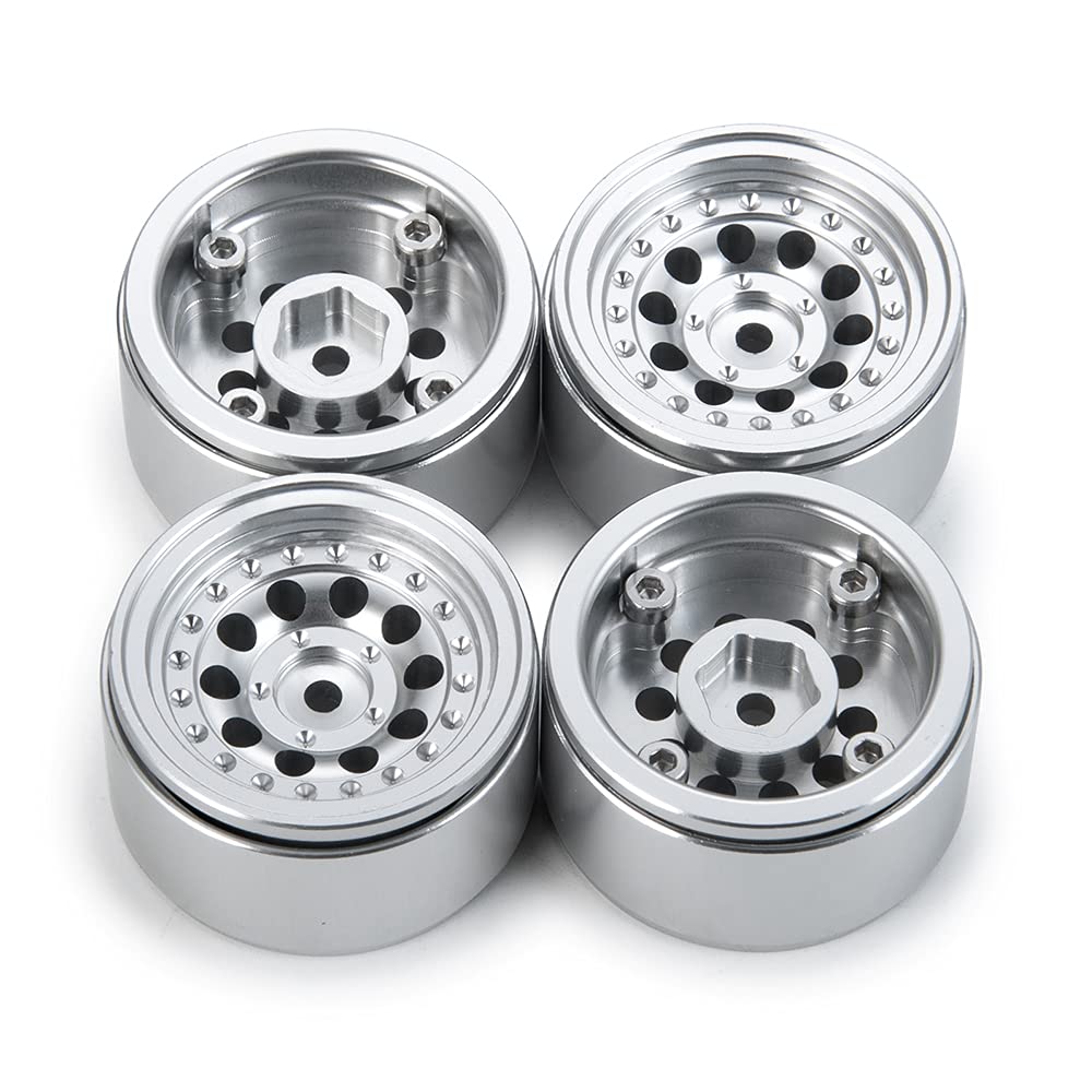 RCLIONS 4pcs/1set Aluminum 1'' Micro Beadlock Wheels Rims for All 1:24 Scale Axial SCX24 Deadbolt RC Crawler Car Upgrades Access