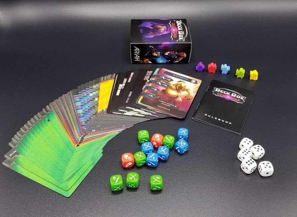 Deck Box Dungeons Adventure Board Game - Classic Fantasy Dungeon Crawler, Multicolor, Cardstock, Ideal for Travel and Tabletop RPGs