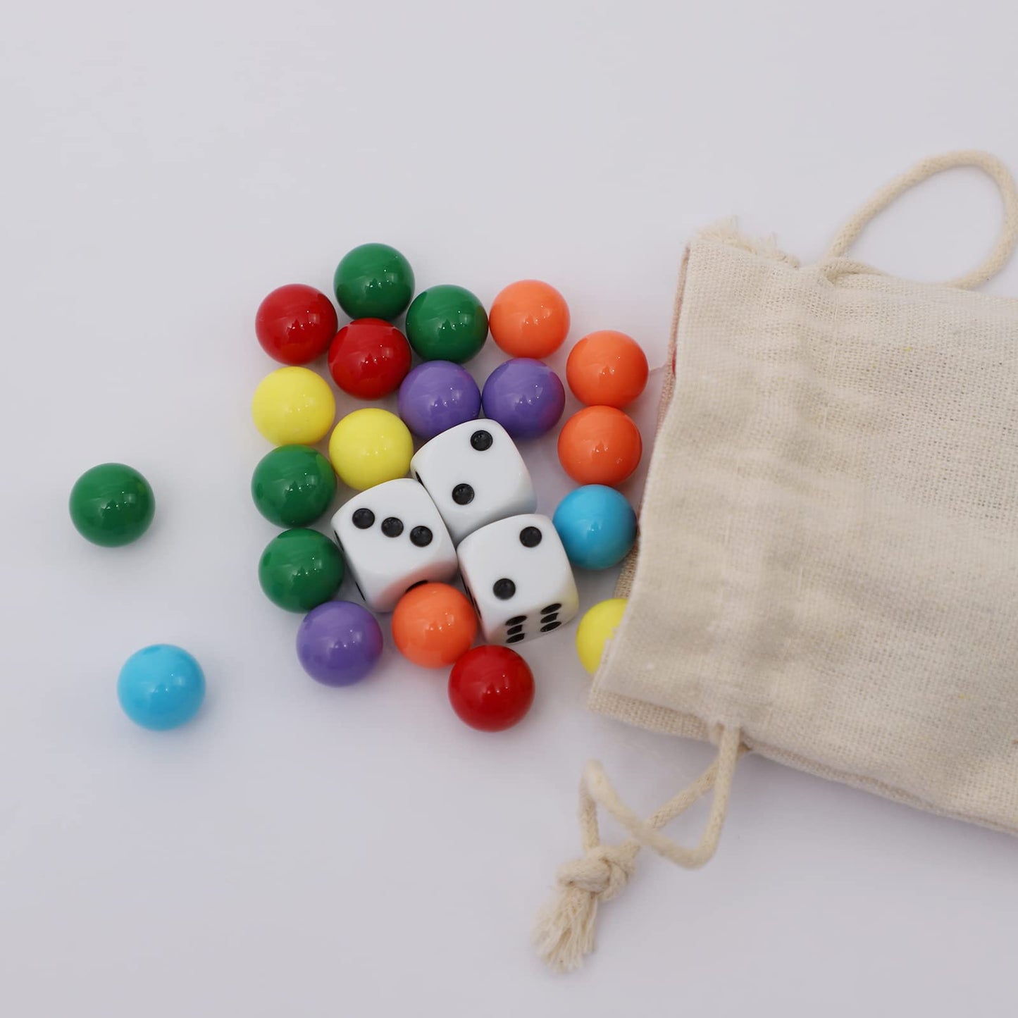 Comsrev 30 Wahoo Board Game Replacement Marbles 5 Each Of 6 Colors, 6 Dice And A Play Bag For Aggravation Wahoo Board Game