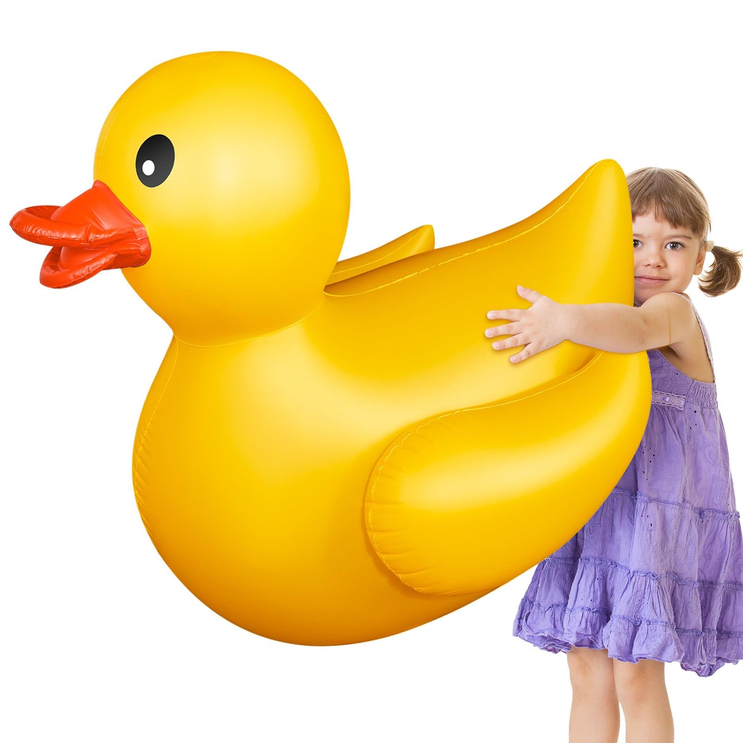 Hungdao 4 Feet Giant Inflatable Duck Huge Rubber Duck Large Blow Up Duck Inflatable Duck Pool Float For Kids Summer Beach Swimming Pool Carnival Birthday Party Decoration(Yellow)