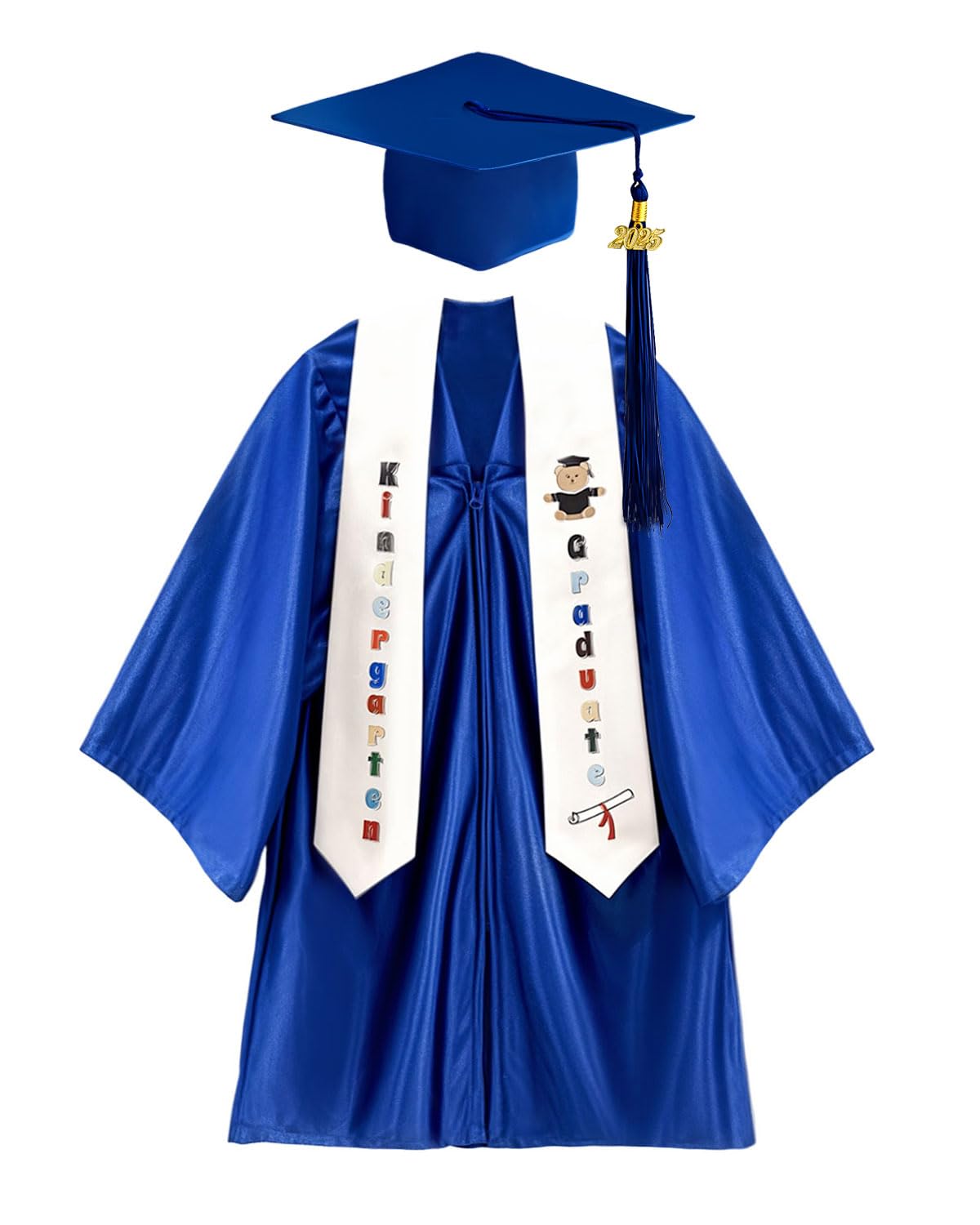 AquaVogue Kids Graduation Cap and Gown Set 2025 -Preschool Graduation Cap with Printed Stole Grad Gift(PINK)