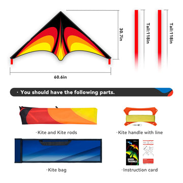 Sgftre Red Large Delta Kites Flying Toys For Kids & Adults Easy To Fly