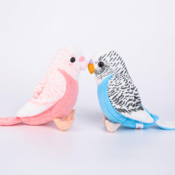 WQY GroceryShop Plush Parakeet Toy - 2Pcs Stuffed Birds, 5.5 inches, Cotton, Blue and Pink