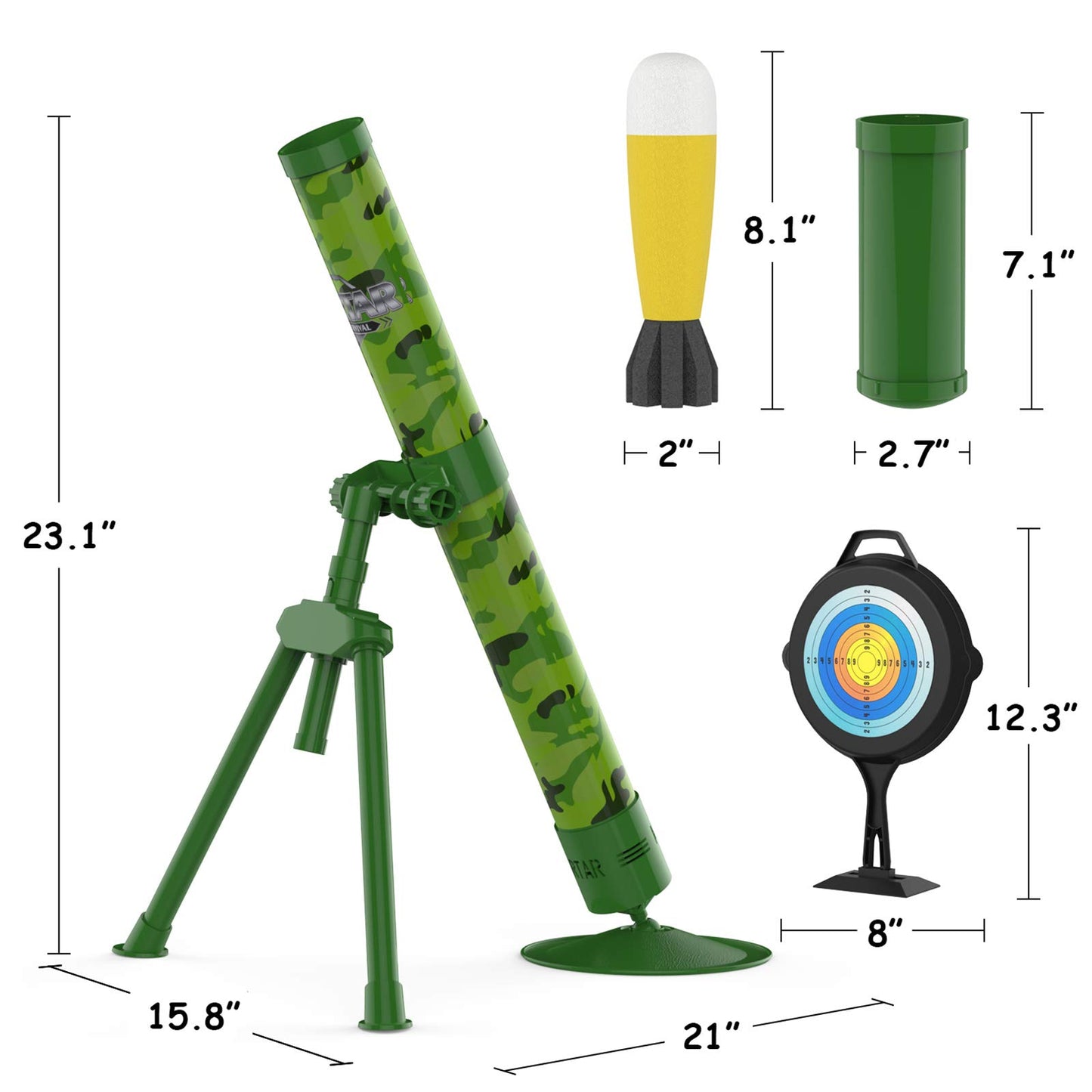 Abcaptain Mortar Launcher Military Blaster Toys Playset Soft Foam Rockets Missile Shooting Game For Kids Boys Girls & Adults