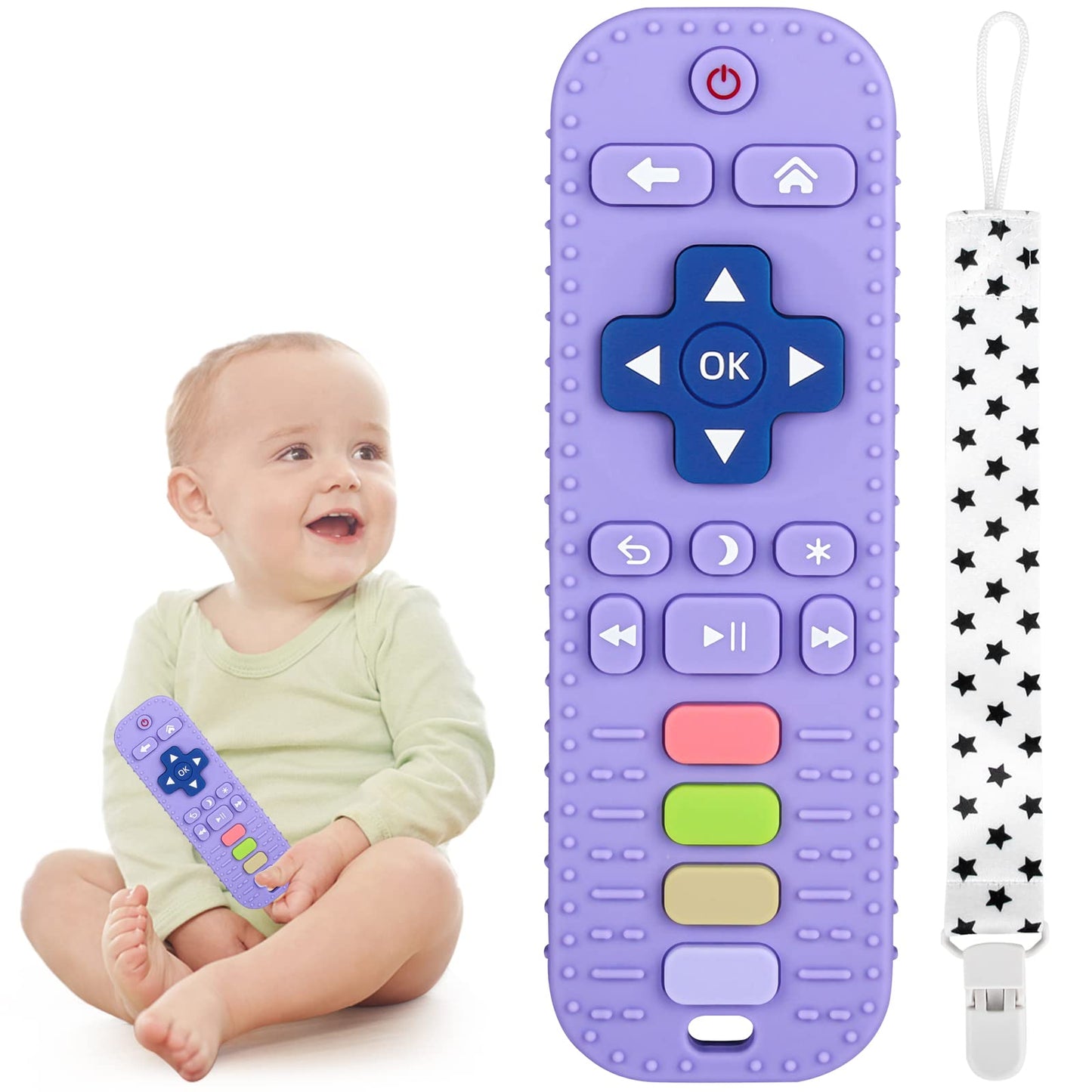 Chuya Silicone Baby Teething Toy Remote Control Shape Chew Toy For Babies 3-6 Months 3-24 Months, Teether Relief Baby Toys For Infants Tv Bpa Free(Purple)