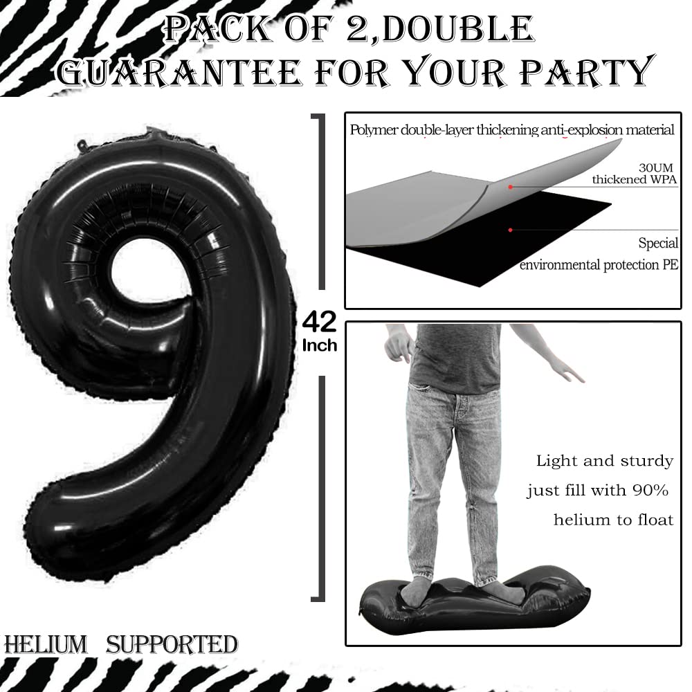 Goer Number 19 Balloons For 19Th Birthday Sweet 19 Party Decorations,42 Inch Jumbo Foil Helium 91 Balloons For 91St Birthday Party Decoration (Black)