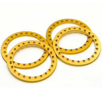 RCLIONS 4pcs Aluminum Replacement Wheel Rim Beadlock Ring for 1:10 RC Crawler Car 2.2'' RC Wheels/Rims (Gold)