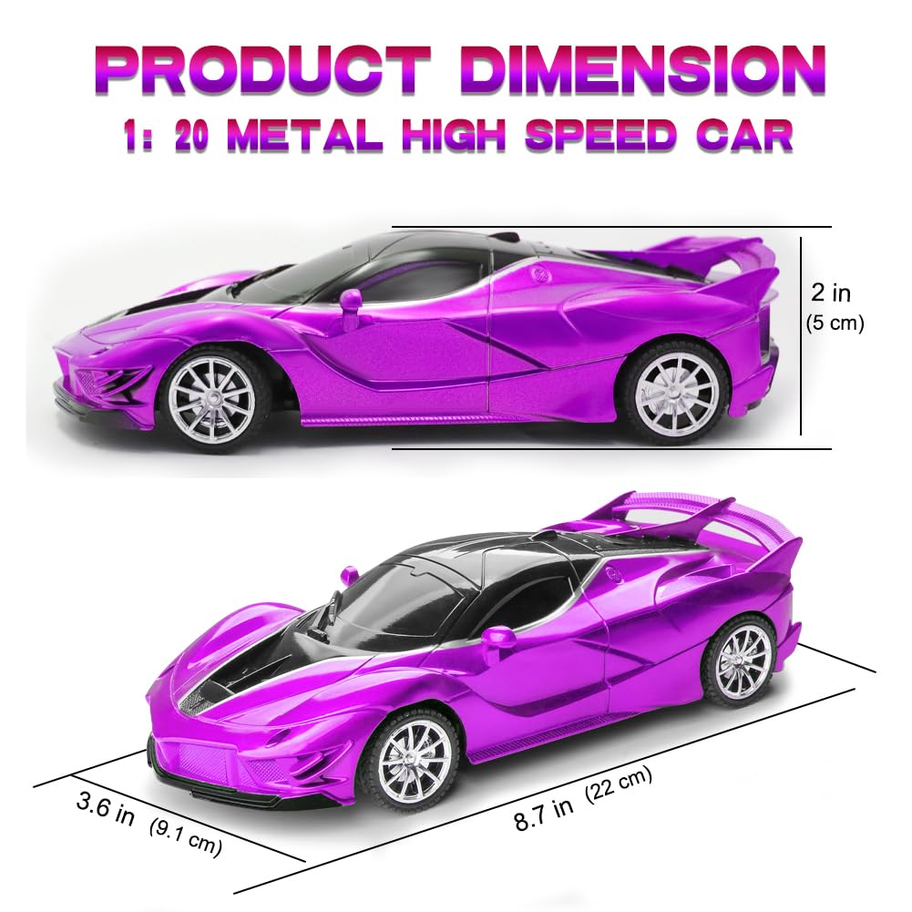 Yomwet RC Cars-Remote Control Car for Girl, 1:18 Scale Electric Remote Toy Racing, with Led Lights Rechargeable High-Speed Hobby