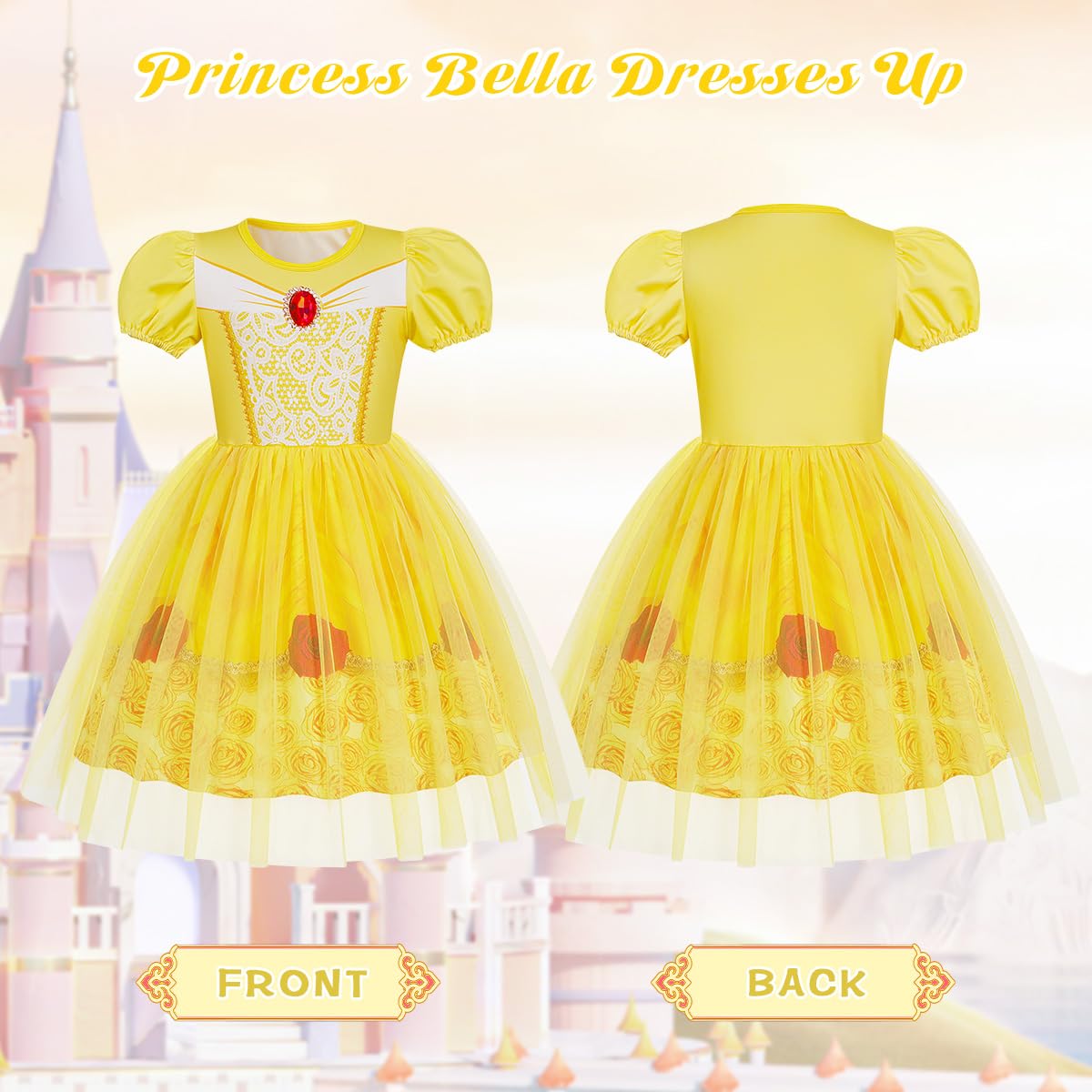 Benylion Princess Dress For Girls Kids Princess Costume Halloween Cosplay Party Outfit Toddler Princess Dress Up Birthday Outfit