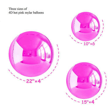 14Pcs Hot Pink Foil Balloons Mylar Balloons 22In 15In 10In Hot Pink Balloons Different Sizes Large Metallic Hot Pink Balloons Ch
